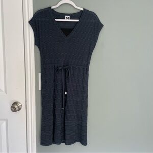 Missoni Navy Knit Short Sleeve Drawstring Waist Mini Dress
